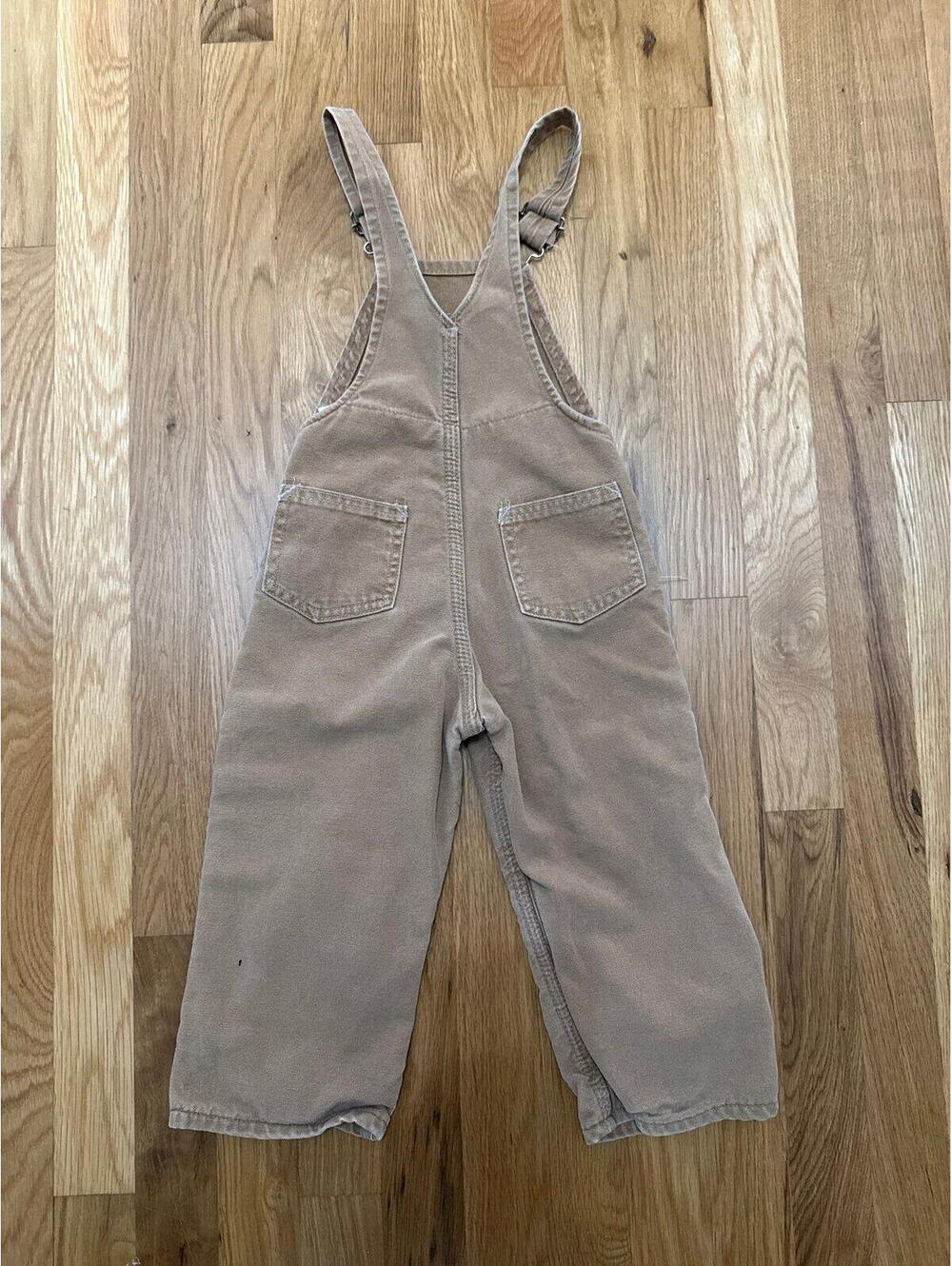 Carhartt Brown Double Knee Vintage Bib Overalls Youth Boys Size 3T Made in USA - Picture 6 of 8